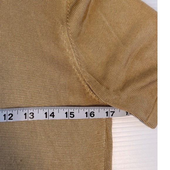 Pendleton Womens Knit Mock Neck Short Sleeve Top Size M Gold Metallic Party - Picture 7 of 8